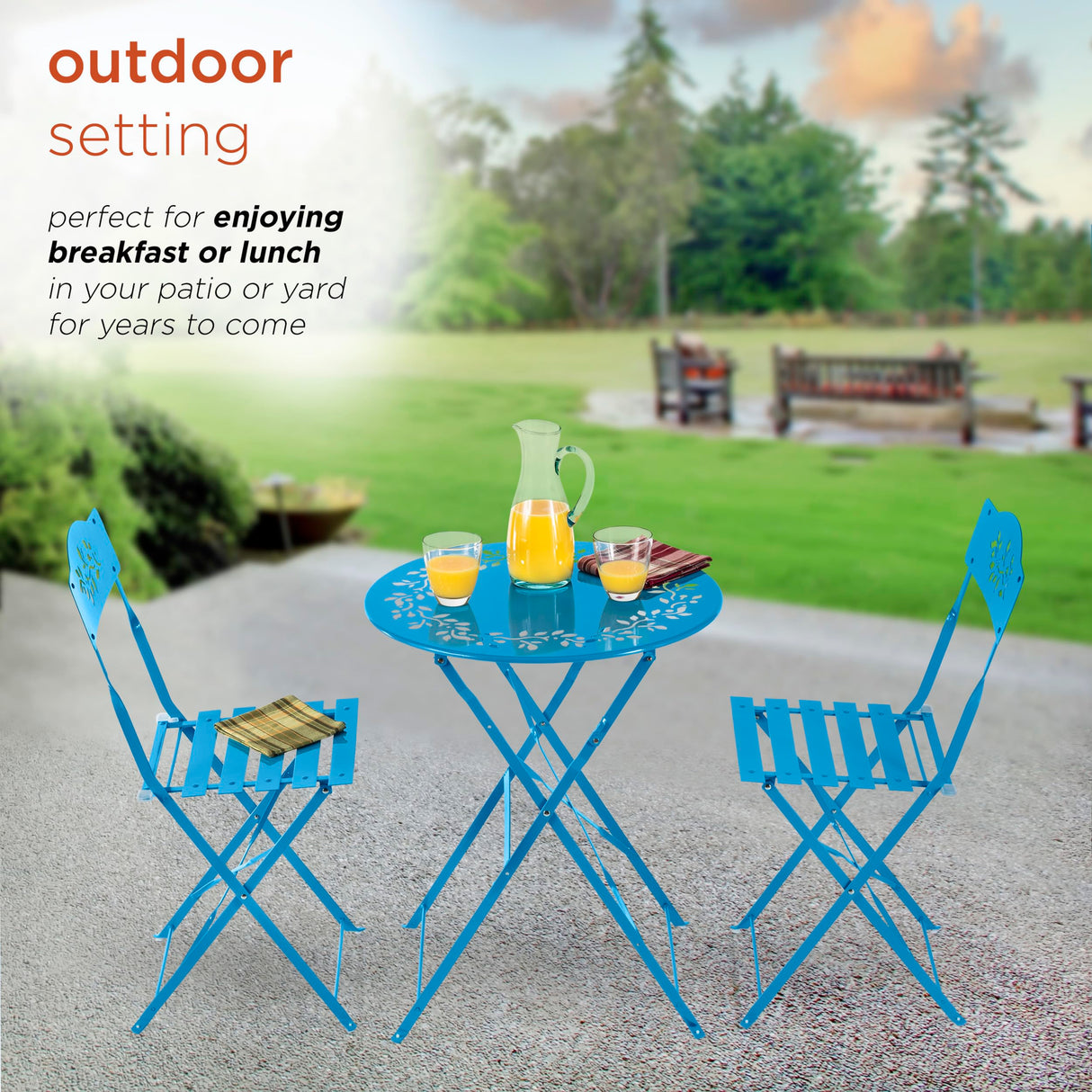 Indoor/Outdoor 3-Piece Bistro Set Folding Table