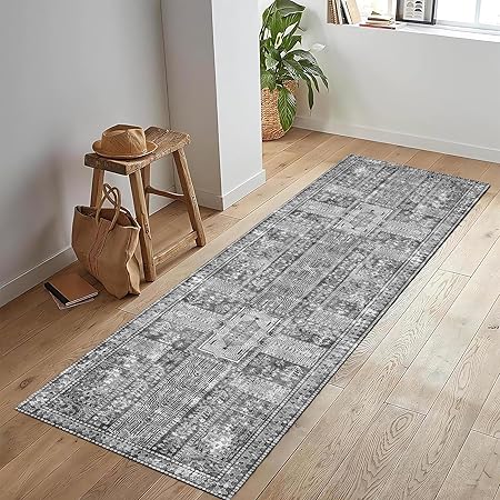 Vintage 2'6'' x 8' Washable Area Rug - Stylish Indoor Rug for Living, Dining or