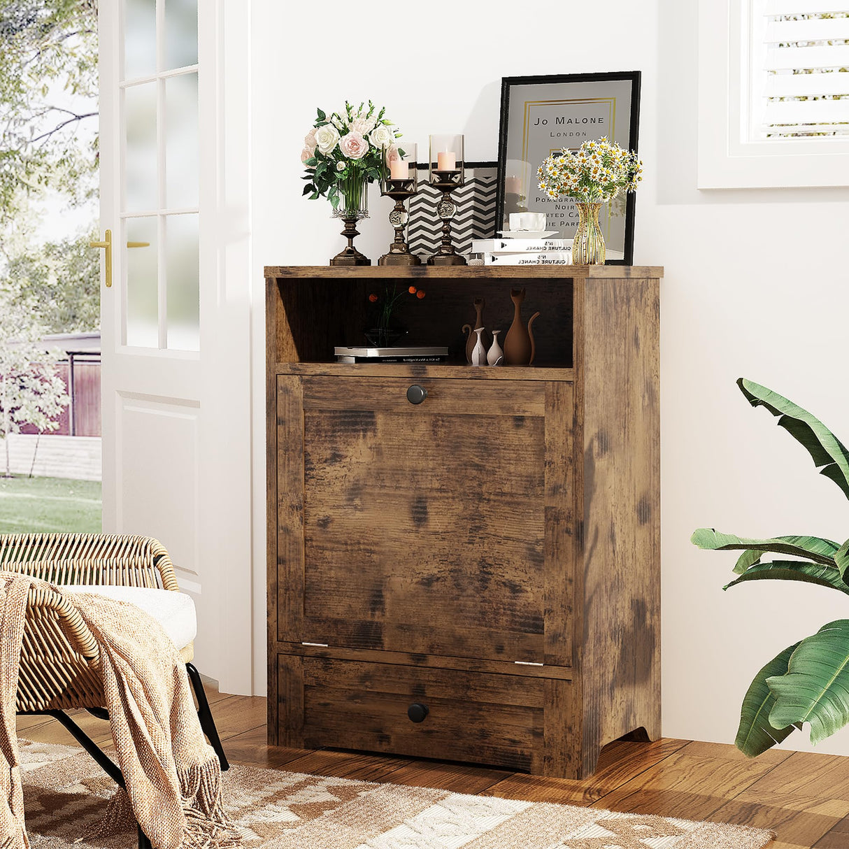 Dog Feeding Station with Storage & 2 Raised Bowls