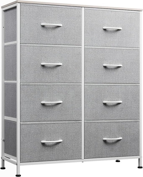 Fabric Dresser for Bedroom, Tall Dresser with 8 Drawers, Storage Tower with Fabric Bins