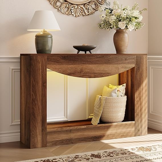 47" Farmhouse Console Table with LED Light