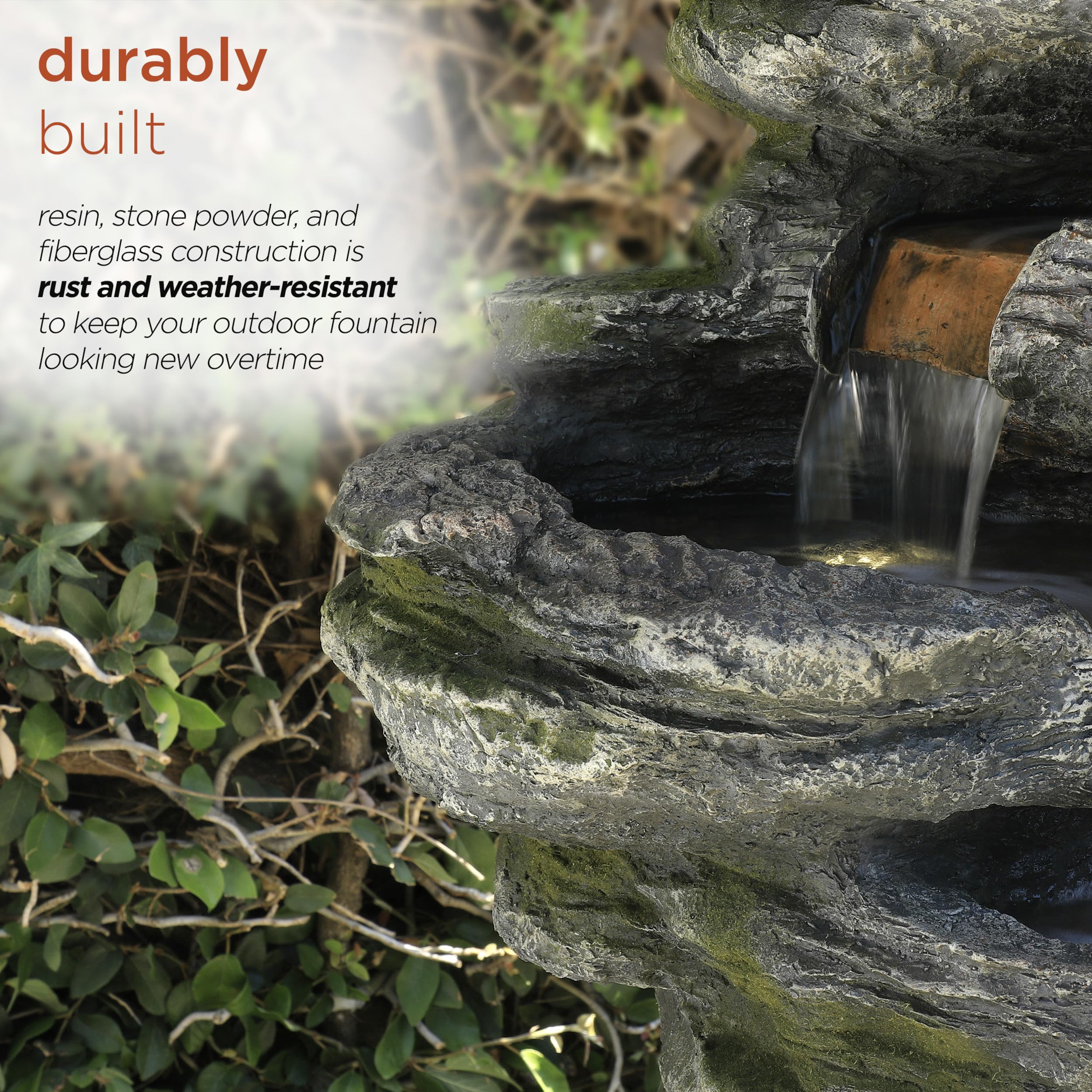 WIN1146 Outdoor Floor Cascading 8 Tiered Rock Garden Water Fountain