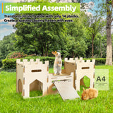 Wooden Bunny Castle House Multistory Climbing Tower Hideout Ventilated Sturdy Habitat