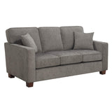 Russell 3 Seater Sofa with 2 Pillows and Coffee Finished Legs, Taupe