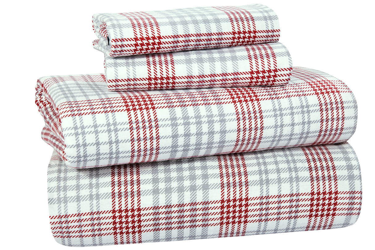 Printed Flannel Sheet Set - Soft, Warm, Moisture Wicking - Bedding Set (Queen,