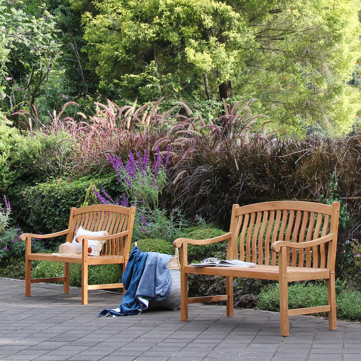 Outdoor Garden Bench for Patio Furniture, 4-Foot, Arie/Natural Teak