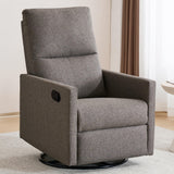 Swivel Rocking Recliner Chair for Adults, Rocker Nursery Glider Chair for Living Room Bedroom, Upholstered Fabric Reclining Single Sofa Chair(Grey)