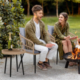 3 Pieces Outdoor Bistro Set, All-Weather Wicker Patio Furniture Set