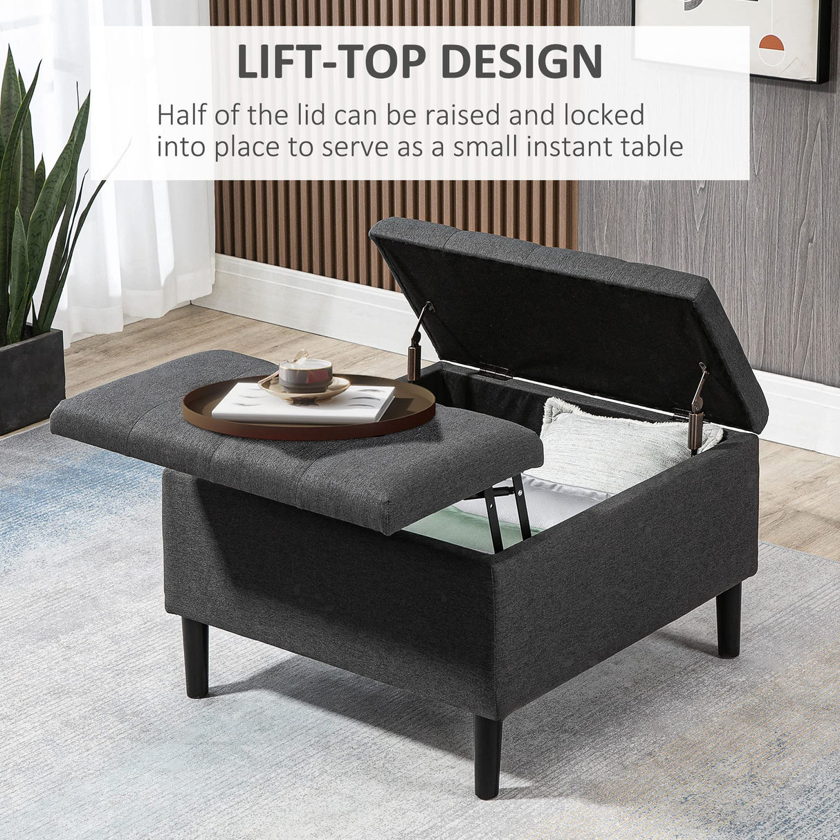 30" Square Storage Ottoman, Upholstered Ottoman Coffee Table with Lift Top