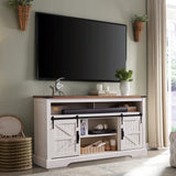 Farmhouse TV Stand for 65+ Inch TV, 33" Tall Highboy Entertainment Center