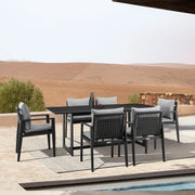 Grand Modern Outdoor Patio Dining Set, 7 Piece, Black