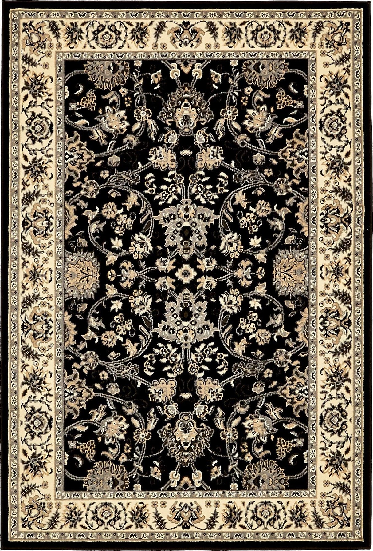 Unique Loom Sialk Hill Collection Area Rug - Washington (4' 1" x 6' 1" Rectangle Black/Gray)