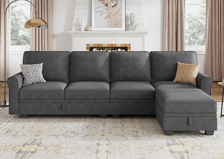 Convertible Sectional Sofa with Storage Seat 6 Seat Sofa with Reversible Chaise U Shaped