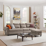 106" Convertible Sectional Sofa, L Shaped Couch with Storage Chaise and Side Pocket