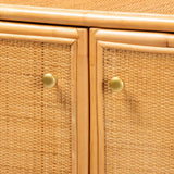 Natural Rattan Storage Cabinet, 2-Door, Light Honey