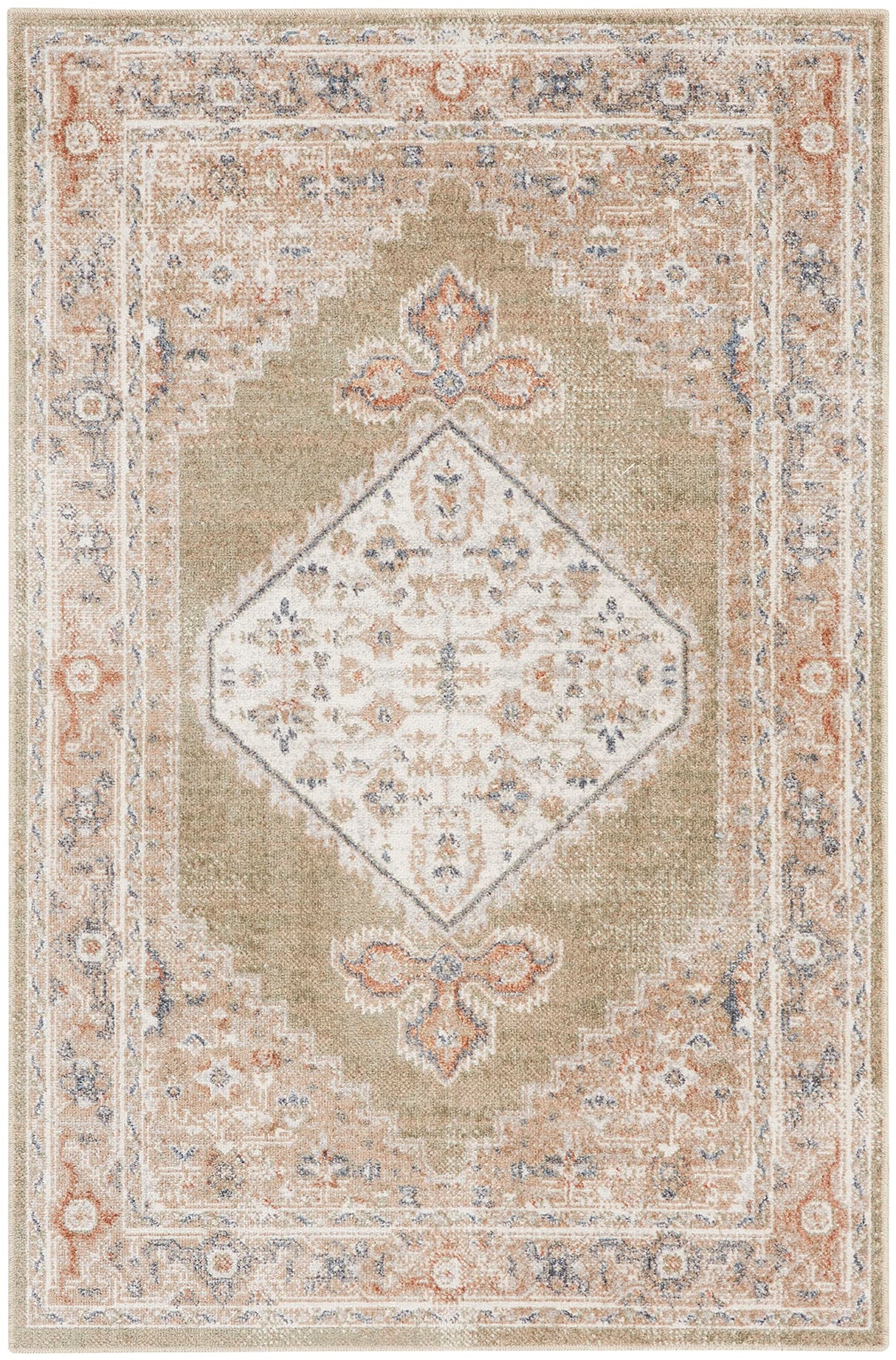 Nourison Astra Machine Washable Traditional Sage Multi 2'2" x 4' Area -Rug, Easy -Cleaning, Non Shedding, Bed Room, Living Room, Dining Room, Kitchen (2x4)