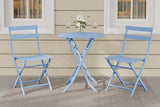 3-Piece Patio Bistro Sets, Outdoor Space-Saving Folding Bistro Table and Chairs, Patio Furniture Set with Strong Round Tube Metal Frame, Weather Resistant Conversation Set for Yard Garden, Green