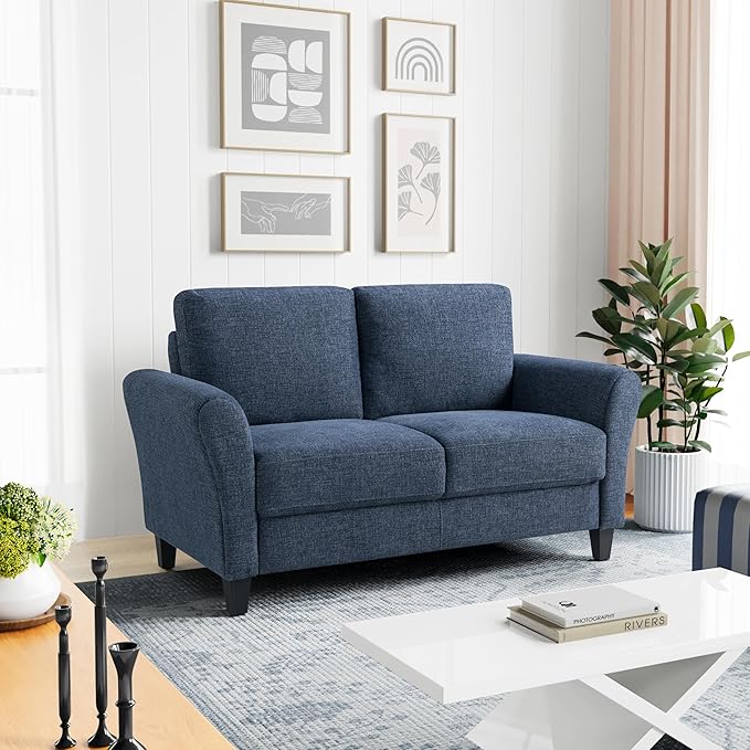 Watford Loveseat with Rolled Arms, Dark Grey