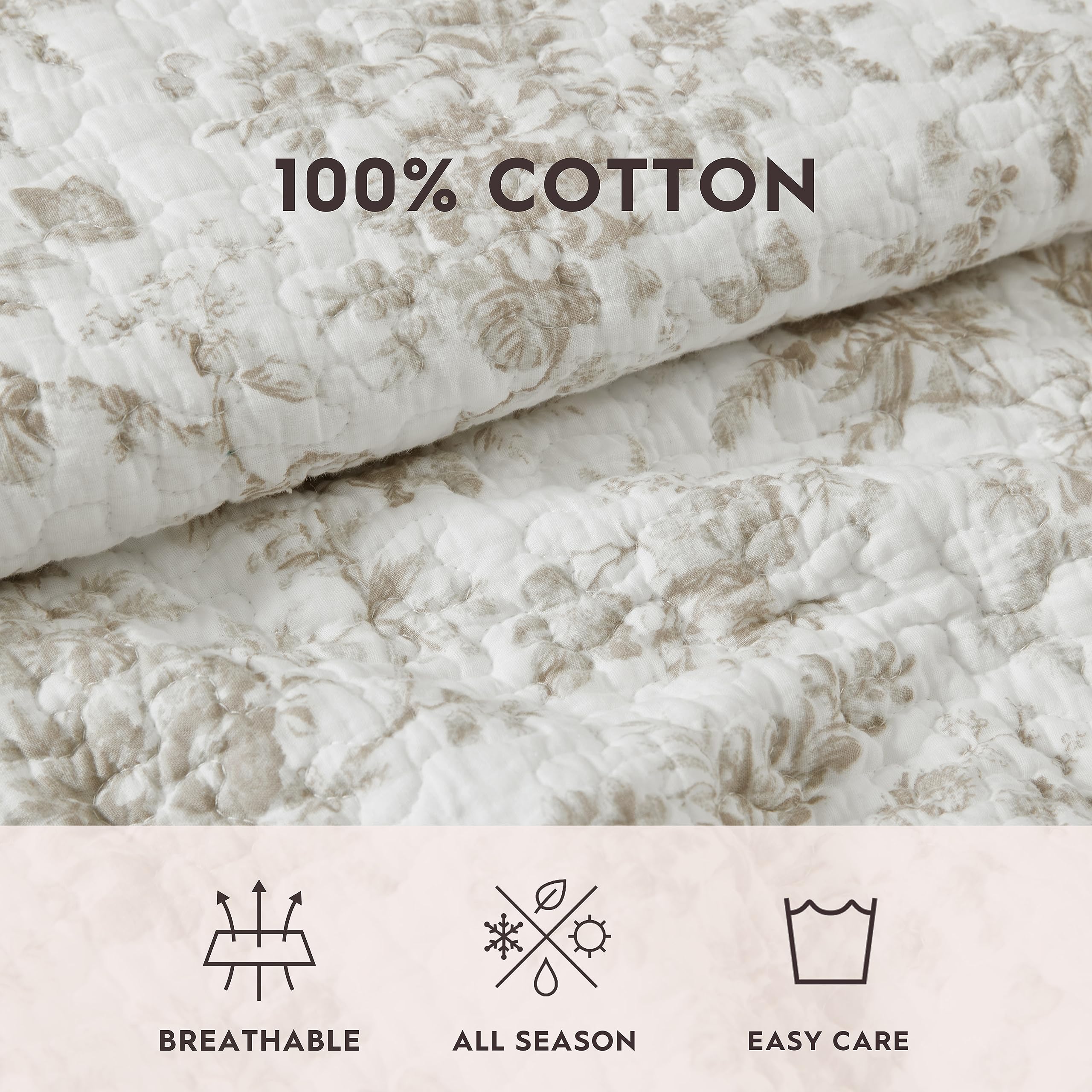 Walled Garden Brown King Quilt Set - Reversible Floral Cotton Bedding