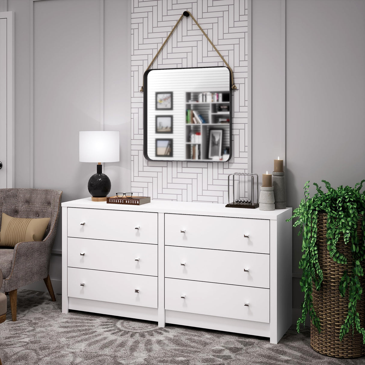 Calla Contemporary 6-Drawer Dresser for Bedroom, Functional Tall Dresser