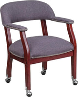 Sarah Black Vinyl Luxurious Conference Chair with Accent Nail Trim and Casters