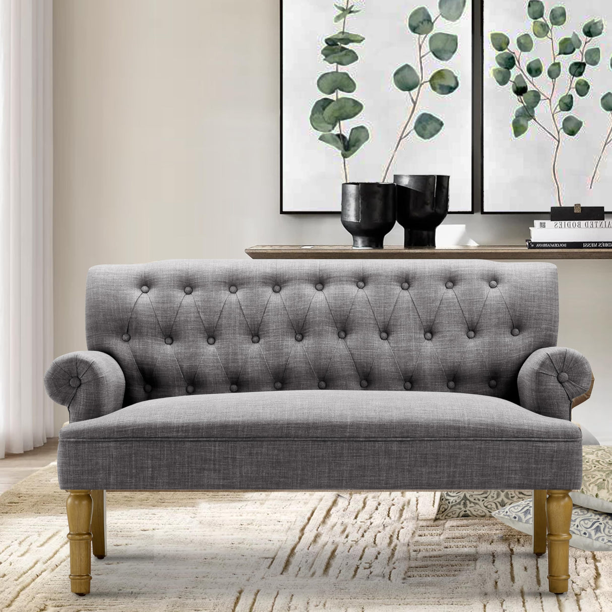 Drennan Loveseat - Sofa for Living Room, Linen, Ash