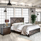 FOA Andrew 2pc Dark Walnut Solid Wood Bedroom Set - King + Nightstand