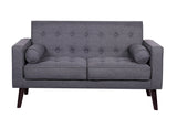 Modern Collection Upholstered Linen loveseat with Wood Legs and Two Button