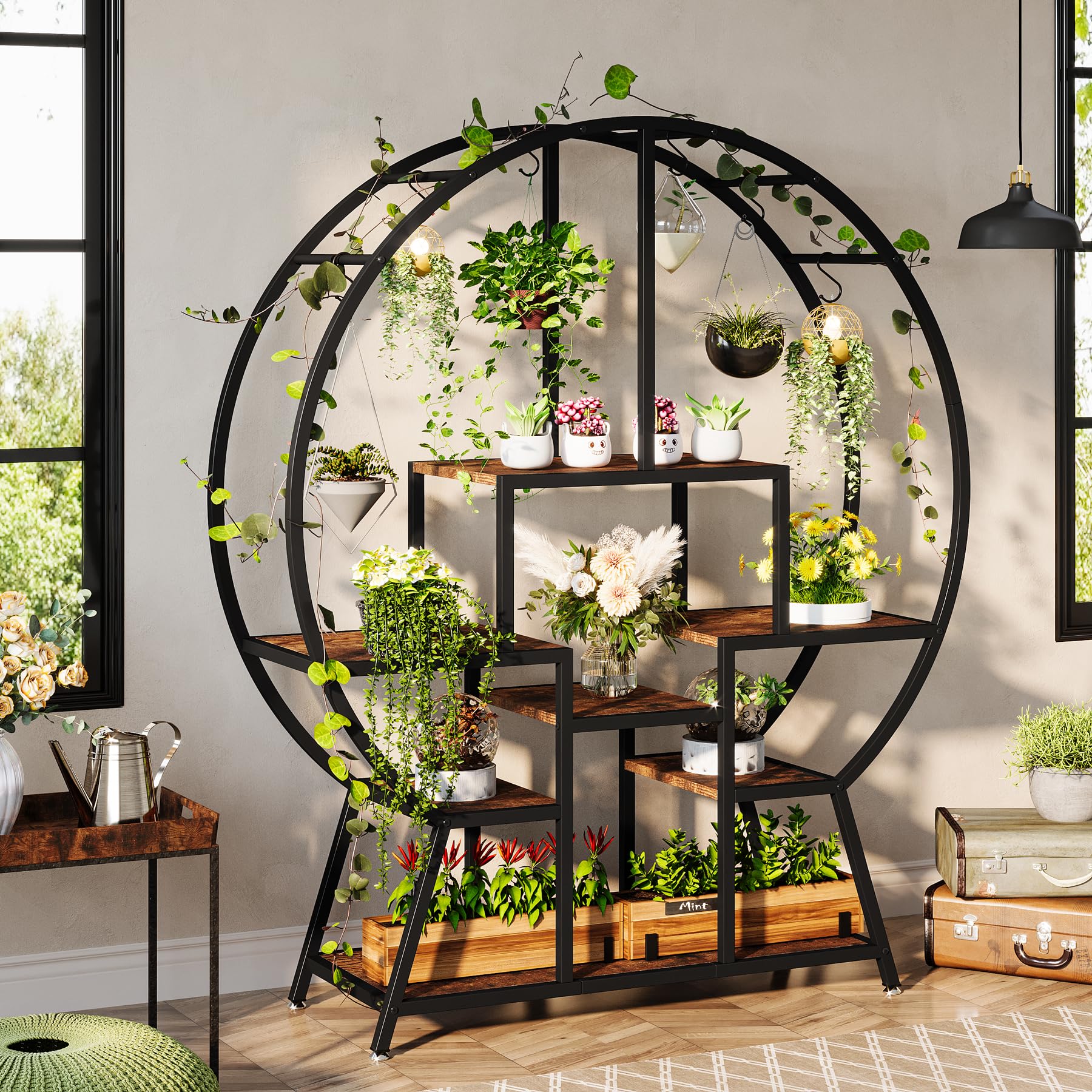 VerdantArc 7-Tier Circular Plant Shelf - Hanging Hook Design