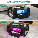 Modern Coffee Tables for Living Room, High Gloss LED Coffee Table, Storage Coffee Table