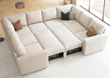 Modular Sectional Sleeper Sofa Bed, Velvet Sectional Couch with Pullout Bed U Shaped