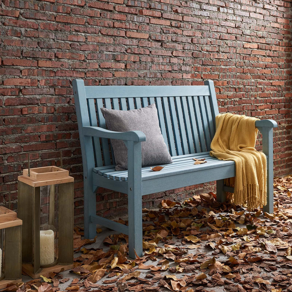 Garden Bench, 2-Person Poly Lumber Patio Bench, All-Weather Outdoor Bench That
