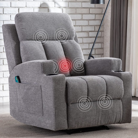 Home Manual Massage Recliner Chairs with Heat for Living Room, Overstuffed Breathable