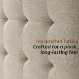 King Size Wood Bed Frame with Tall Tufted Headboard - Walnut