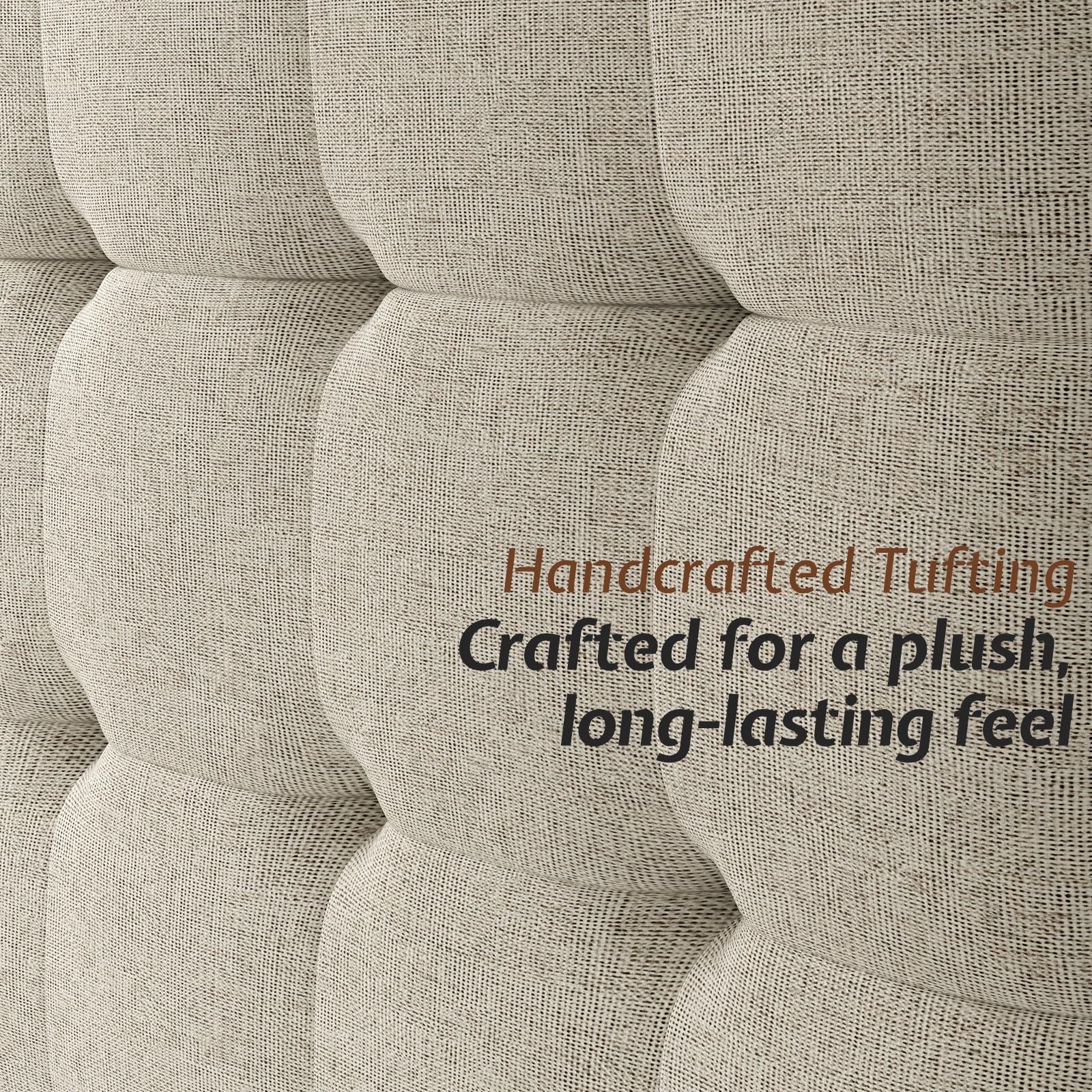 King Size Wood Bed Frame with Tall Tufted Headboard - Walnut