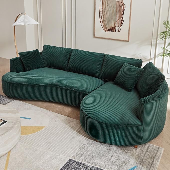 110.23" Curved Sofa with 360 Swivel Arm Chair - Modern Upholstery Boucle 3 Seat Couch