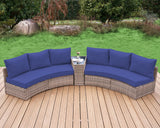 Patio Furniture Sets, 6 Piece Half-Moon Sectional Round Sofa Set