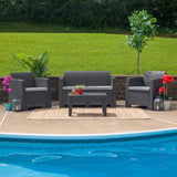 Seneca Dark Gray Faux Rattan Loveseat