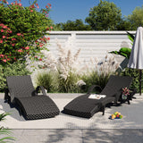 Outdoor Wicker Chaise Lounge Set of 2, Patio Rattan Furniture Reclining Chair Set