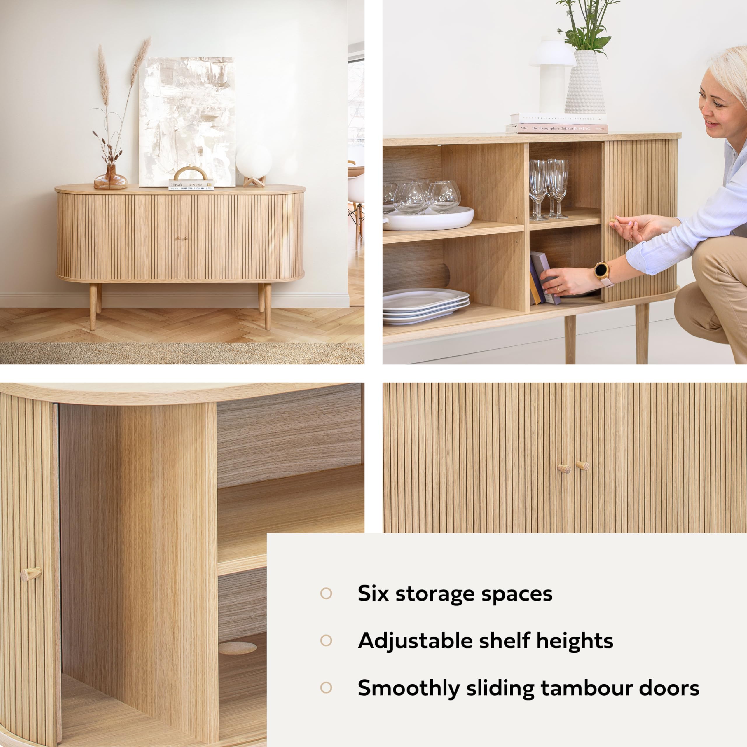 55'' Sideboard Storage Cabinet with Doors and Shelves - Credenza Storage Cabinet