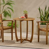 Ziraukon Outdoor Round Acacia Wood Accent Table, 27.5" Patio Bar Table, Small End Tables for Garden, Backyard, Poolside, Deck, Yard, Indoor Plant Stand, Teak - Bircata