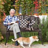 42.5" Patio Garden Bench Outdoor Metal Rose Loveseat