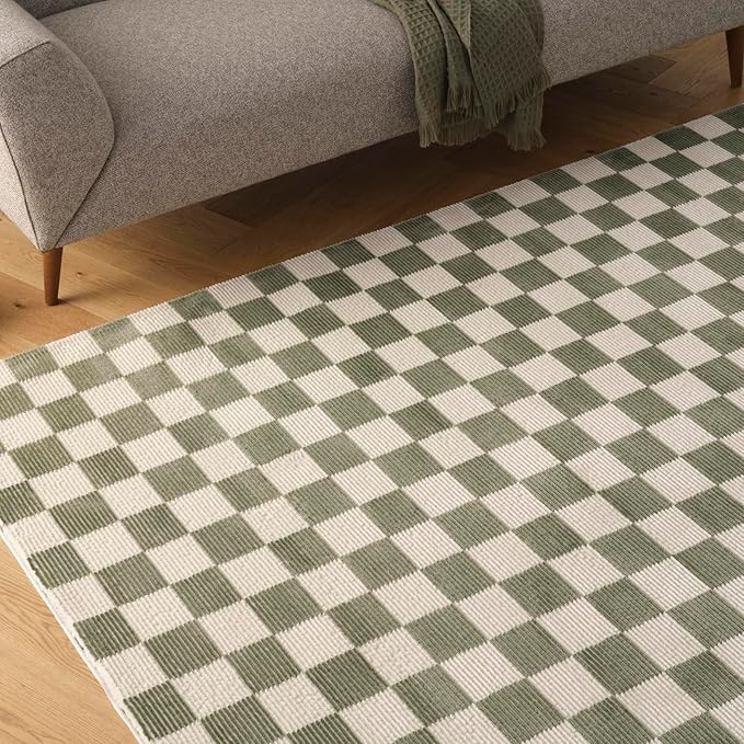 Gambit 6'7"x9' Checkered Rug Washable Area Rug for Living Room Bedroom