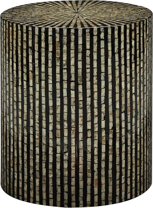 Global Archive Handcrafted Capiz Shell Terrazzo Modern Accent End Table