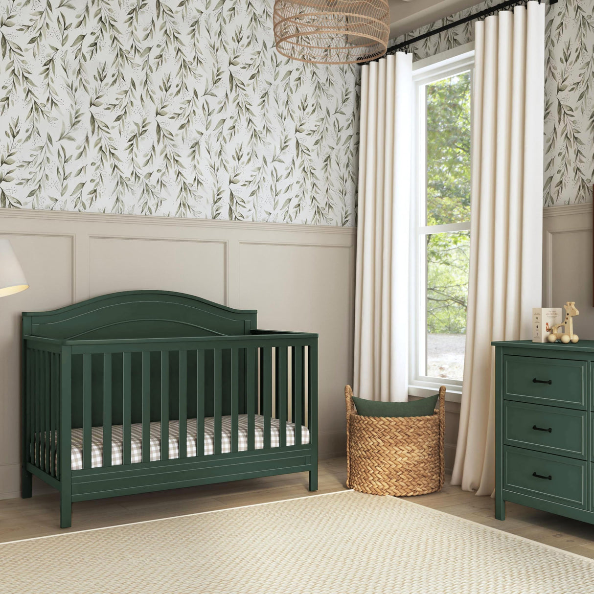 DaVinci Charlie 4-in-1 Convertible Crib in Forest Green, Greenguard Gold Certified