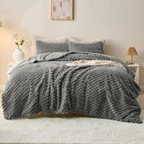 Fluffy Faux Fur Comforter Set, Plush Fuzzy Minky Bedding Set