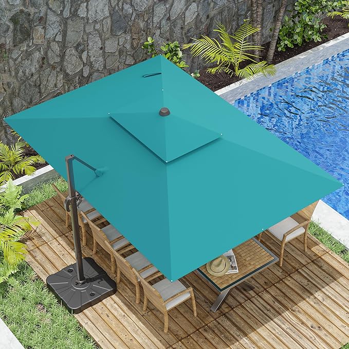 10x13FT Cantilever Outdoor Patio Umbrellas, Double Top Large Rectangle Umbrella