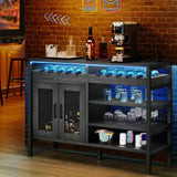 Liquor Cabinet Bar for Home, 47" Industrial Wine Buffet Cabinet