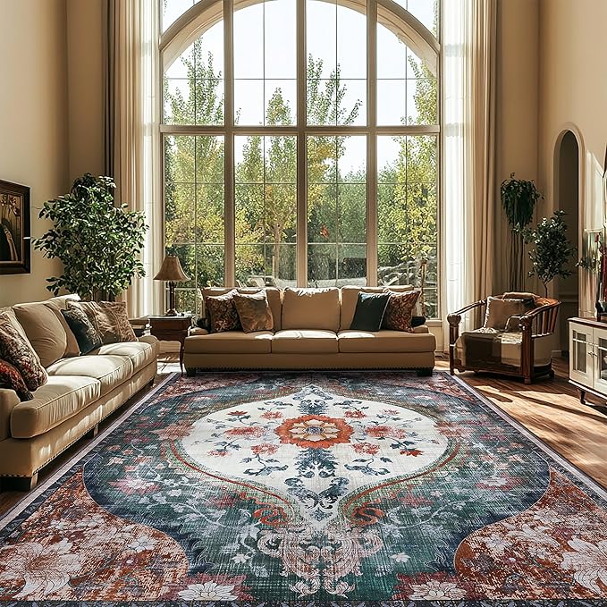 Ruggables Washable Rugs 8x10 Area Rugs for Living Room Washable Vintage Boho Rugs