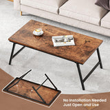 Folding Coffee Table, Leg Latches Portable Sturdy Floor Table Desk